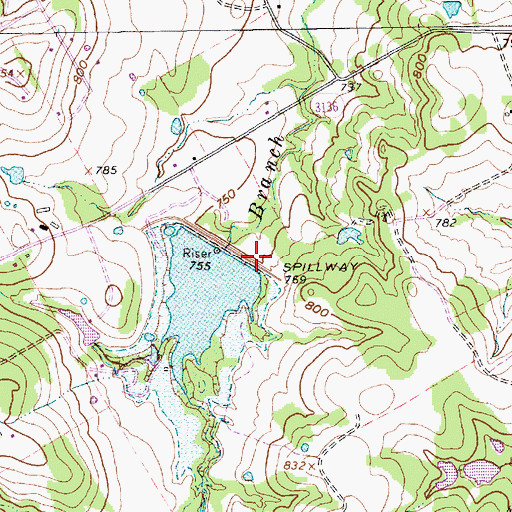 Topographic Map of Soil Conservation Service Site 38 Dam, TX