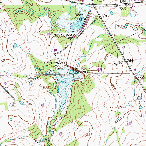 Topographic Map of Soil Conservation Service Site 37 Dam, TX
