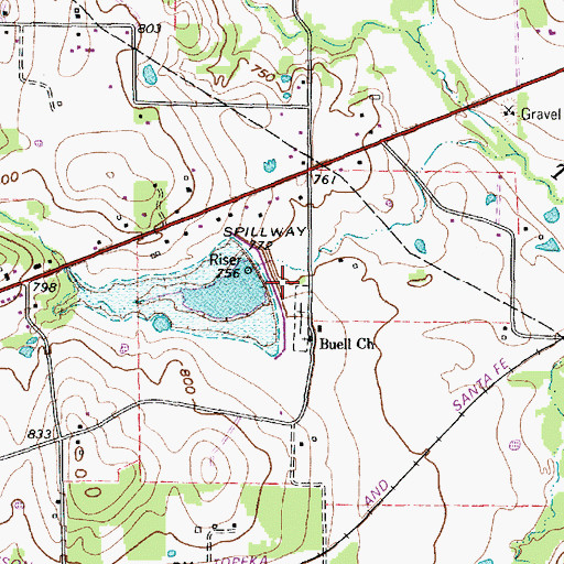 Topographic Map of Soil Conservation Service Site 34 Reservoir, TX