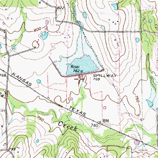 Topographic Map of Soil Conservation Service Site 30 Reservoir, TX