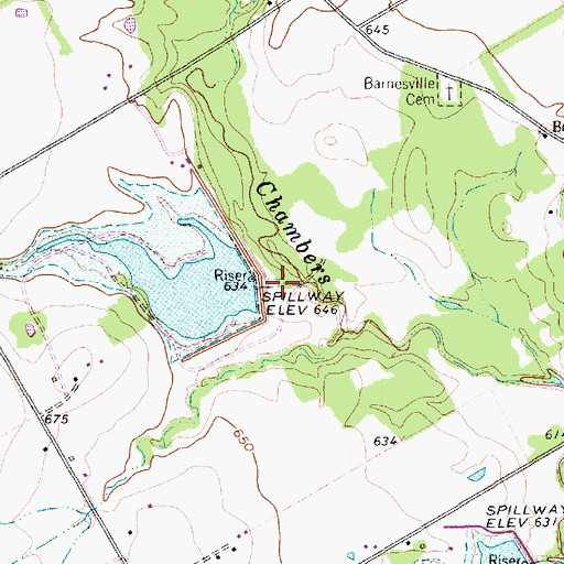 Topographic Map of Soil Conservation Service Site 44 Dam, TX