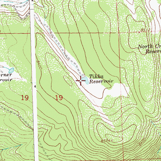 Topographic Map of Tikka Reservoir, CO