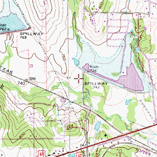 Topographic Map of Soil Conservation Service Site 31 Reservoir, TX