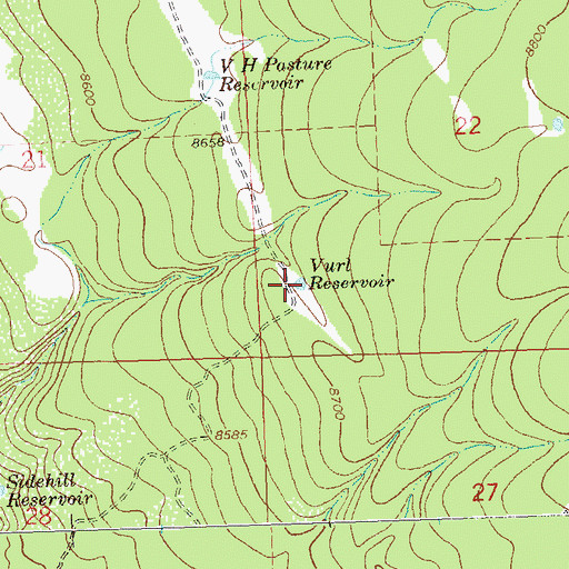 Topographic Map of Vurl Reservoir, CO