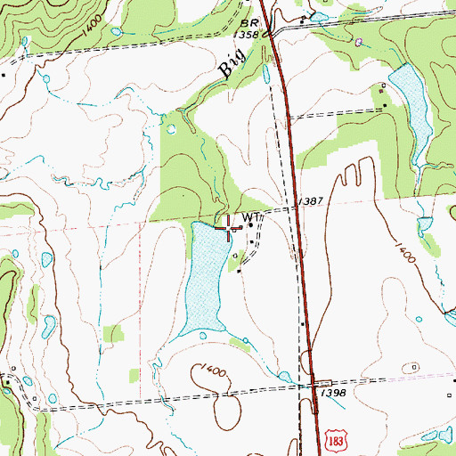 Topographic Map of H Graden Dye Dam, TX