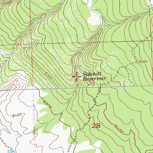 Topographic Map of Sidehill Reservoir, CO