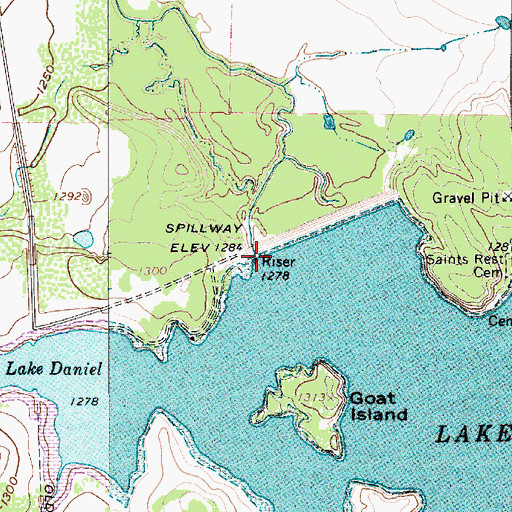 Topographic Map of Gonzales Creek Dam, TX