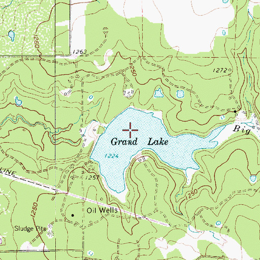 Topographic Map of Grand Lake Dam, TX