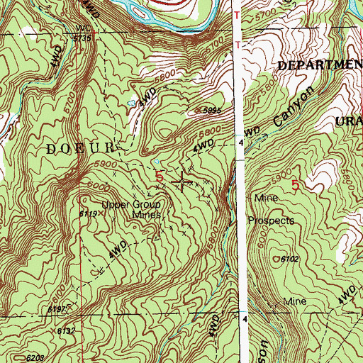 Topographic Map of Upper Group Mines, CO