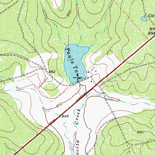Topographic Map of Paula Tank Dam, TX