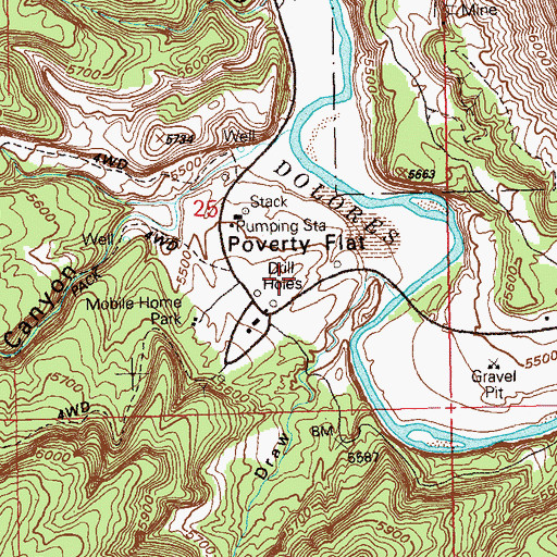 Topographic Map of Poverty Flat, CO