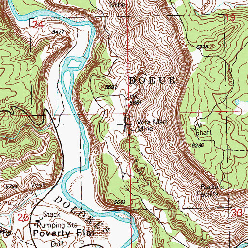 Topographic Map of Veta Mad Mine, CO