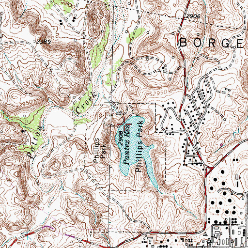 Topographic Map of Pantex Dam, TX