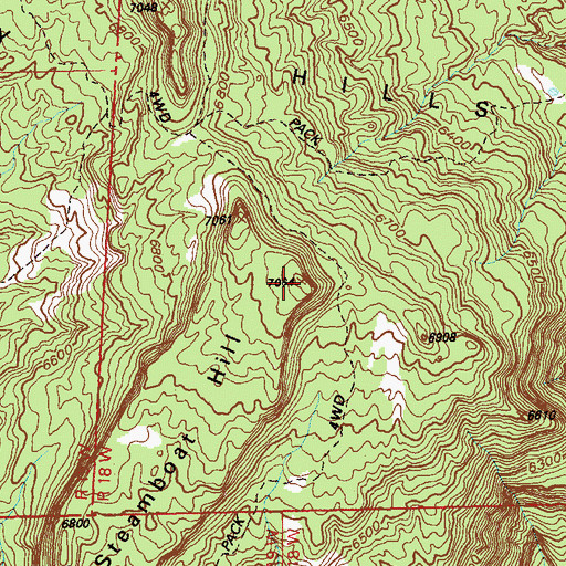 Topographic Map of Steamboat Hill, CO