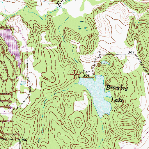 Topographic Map of Brawley Lake Dam, TX