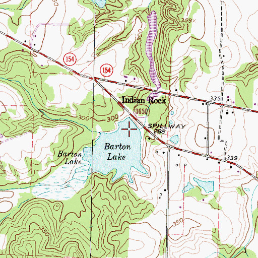 Topographic Map of Barton Lake Dam, TX