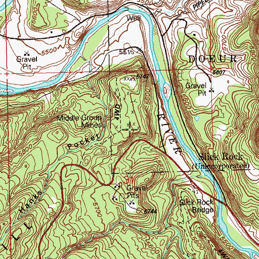 Topographic Map of Middle Group Mines, CO