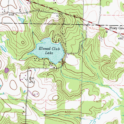 Topographic Map of Elwood Club Lake Dam, TX
