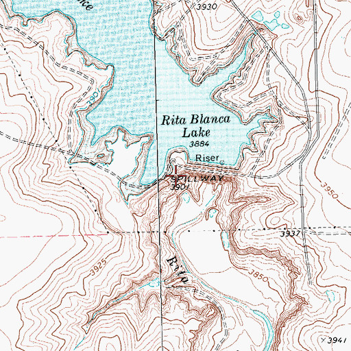 Topographic Map of Rita Blanca Creek Reservoir, TX