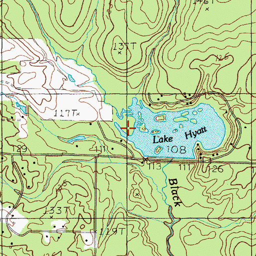Topographic Map of Hyatt Lake Dam, TX