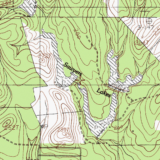 Topographic Map of West Sawyers Dam, TX