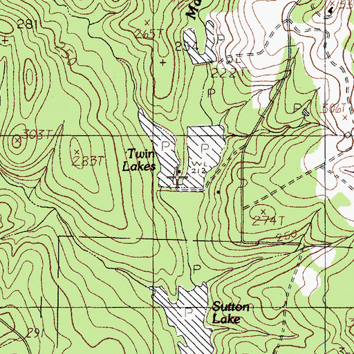 Topographic Map of Twin Lakes Dam, TX