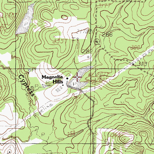 Topographic Map of Magnolia Hills Lake, TX