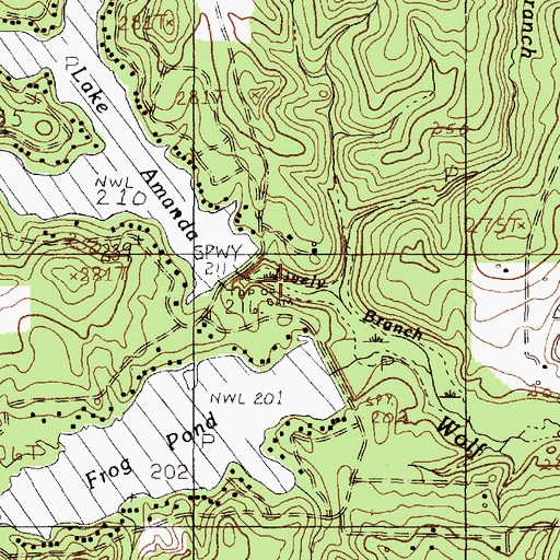 Topographic Map of Amanda Lake, TX