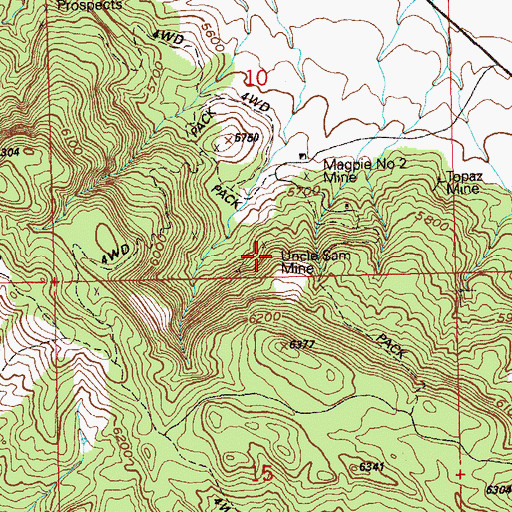 Topographic Map of Uncle Sam Mine, CO