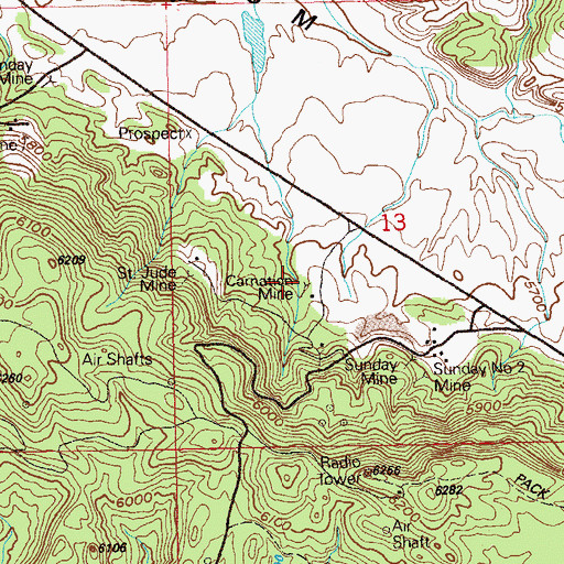 Topographic Map of Carnation Mine, CO