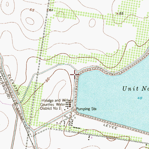 Topographic Map of Delta Unit 1 Dam, TX