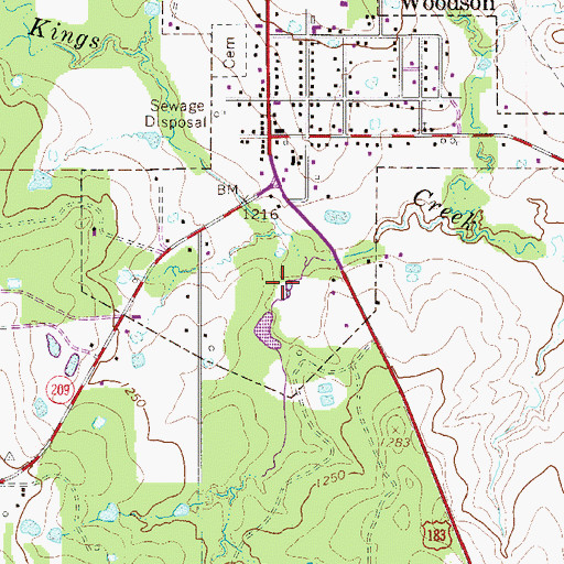 Topographic Map of Hugh Dickie Lake Dam, TX