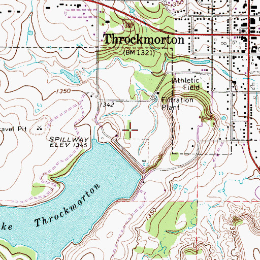 Topographic Map of Lake Throckmorton Dam, TX