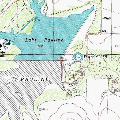 Topographic Map of Lake Pauline Dam, TX