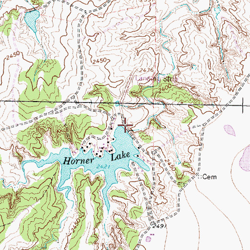 Topographic Map of Horner Lake Dam, TX