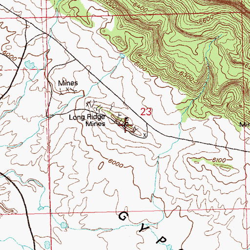 Topographic Map of Long Ridge Mines, CO