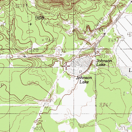 Topographic Map of Johnson Lake Dam, TX
