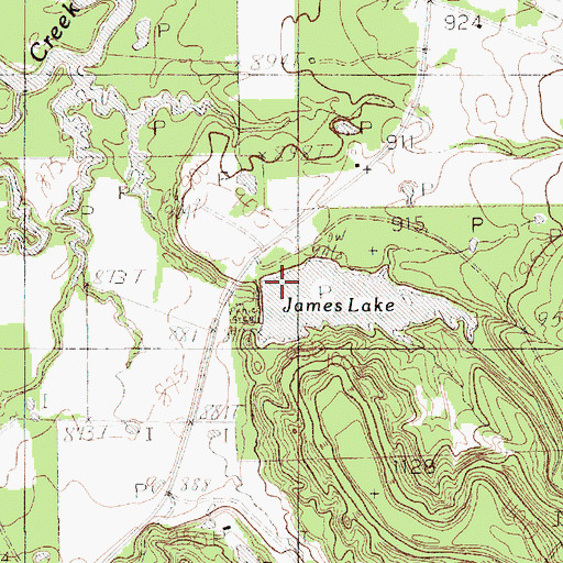 Topographic Map of James Lake Dam, TX