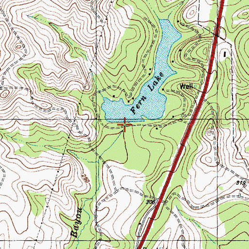 Topographic Map of Fern Club Lake Dam, TX