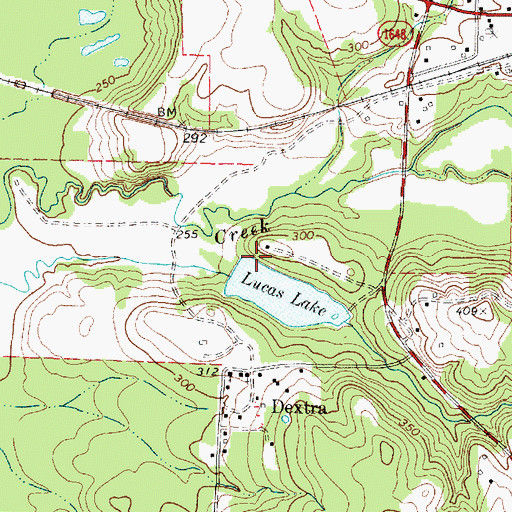 Topographic Map of Lucas Lake Dam, TX