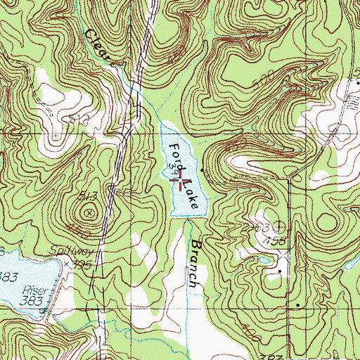 Topographic Map of Ford Lake Dam, TX