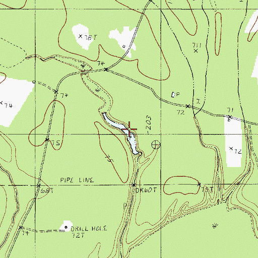 Topographic Map of Wickersham Dam, TX