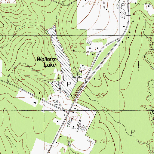 Topographic Map of Walker Lake Dam, TX