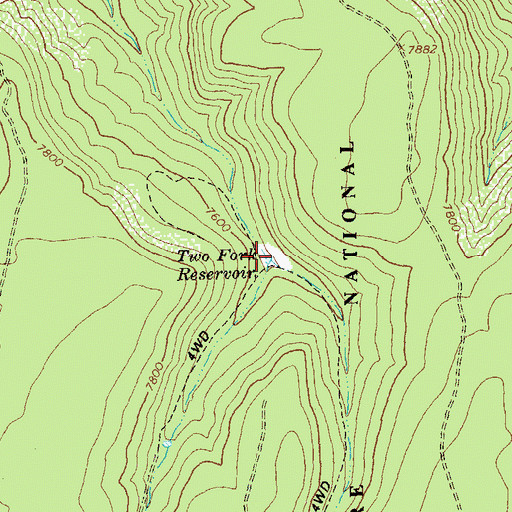 Topographic Map of Two Fork Reservoir, CO