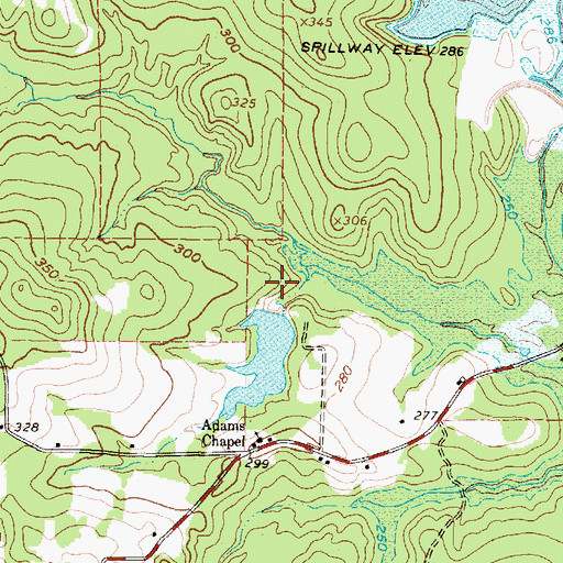 Topographic Map of Felix A Smith Lake Dam, TX