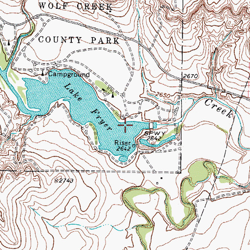 Topographic Map of Lake Fryer Dam, TX