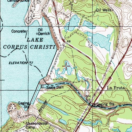 Topographic Map of Lake Corpus Christi, TX