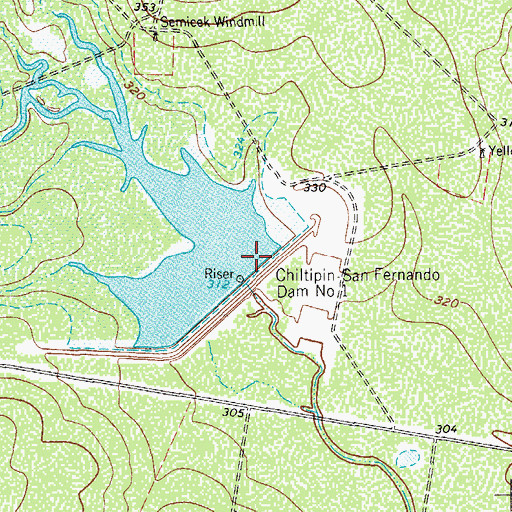 Topographic Map of Soil Conservation Service 1 Dam, TX