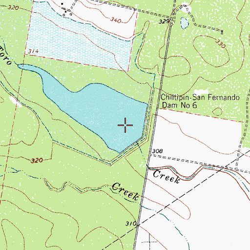 Topographic Map of Soil Conservation Service Site 6 Reservoir, TX