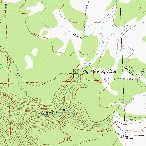 Topographic Map of Cy Orr Spring, CO